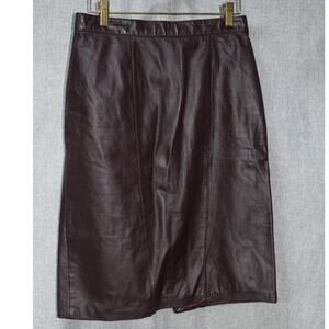Vintage Robinson’s Soft Nappa Leather Pencil Skirt Dark Brown Women’s